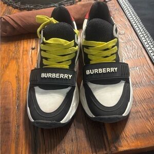 Burberry Black, White & Yellow Sneakers with Strap